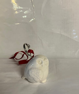 Ornament- White Porcelain Owl