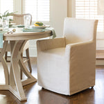 Load image into Gallery viewer, Slip Covered Linen Arm Dining Chair
