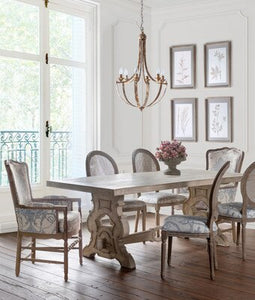 French Blue Bouquet Cane Dining Chair