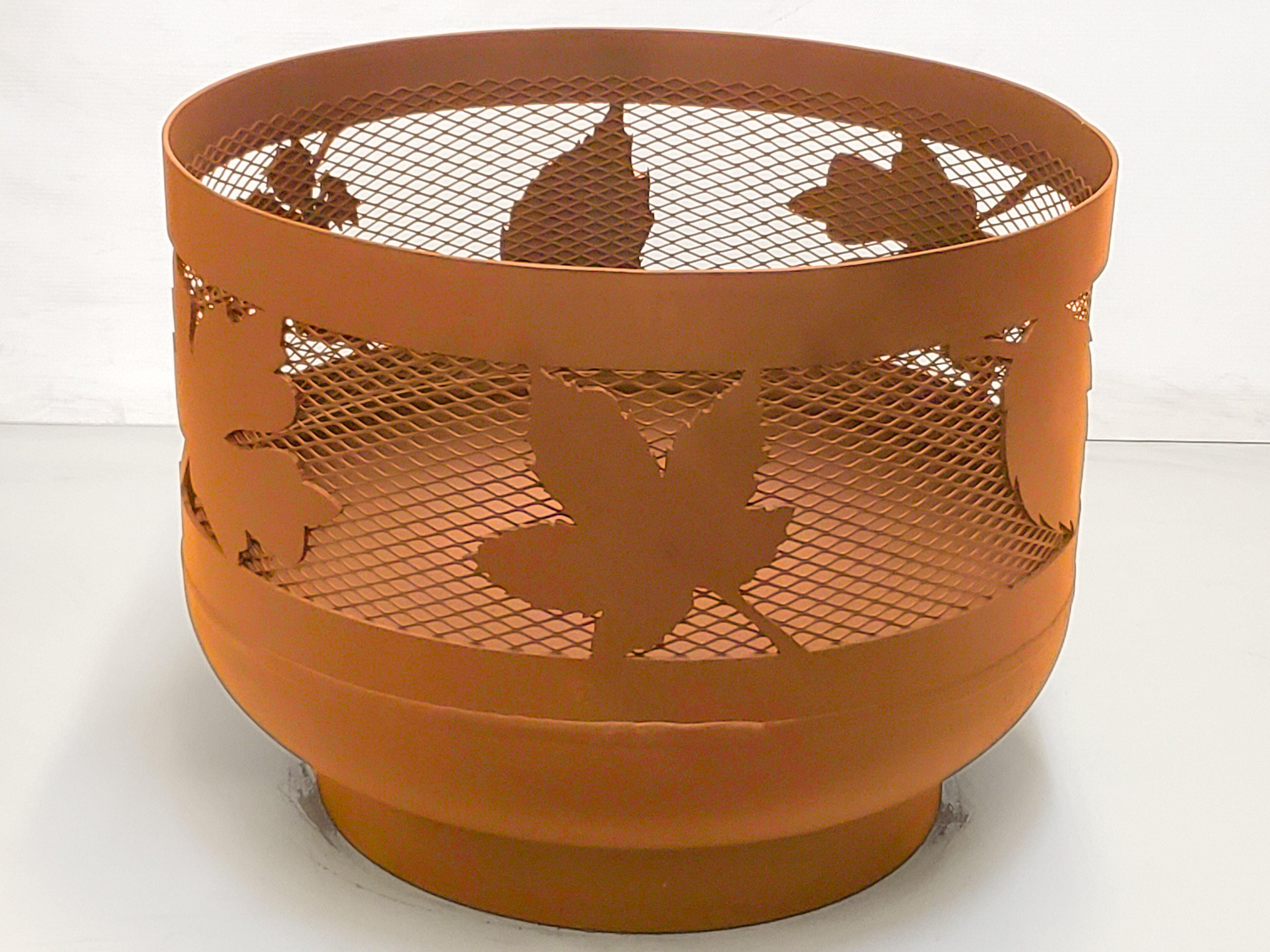 Standard Size Carved Fire Pit - Autumn Leaves