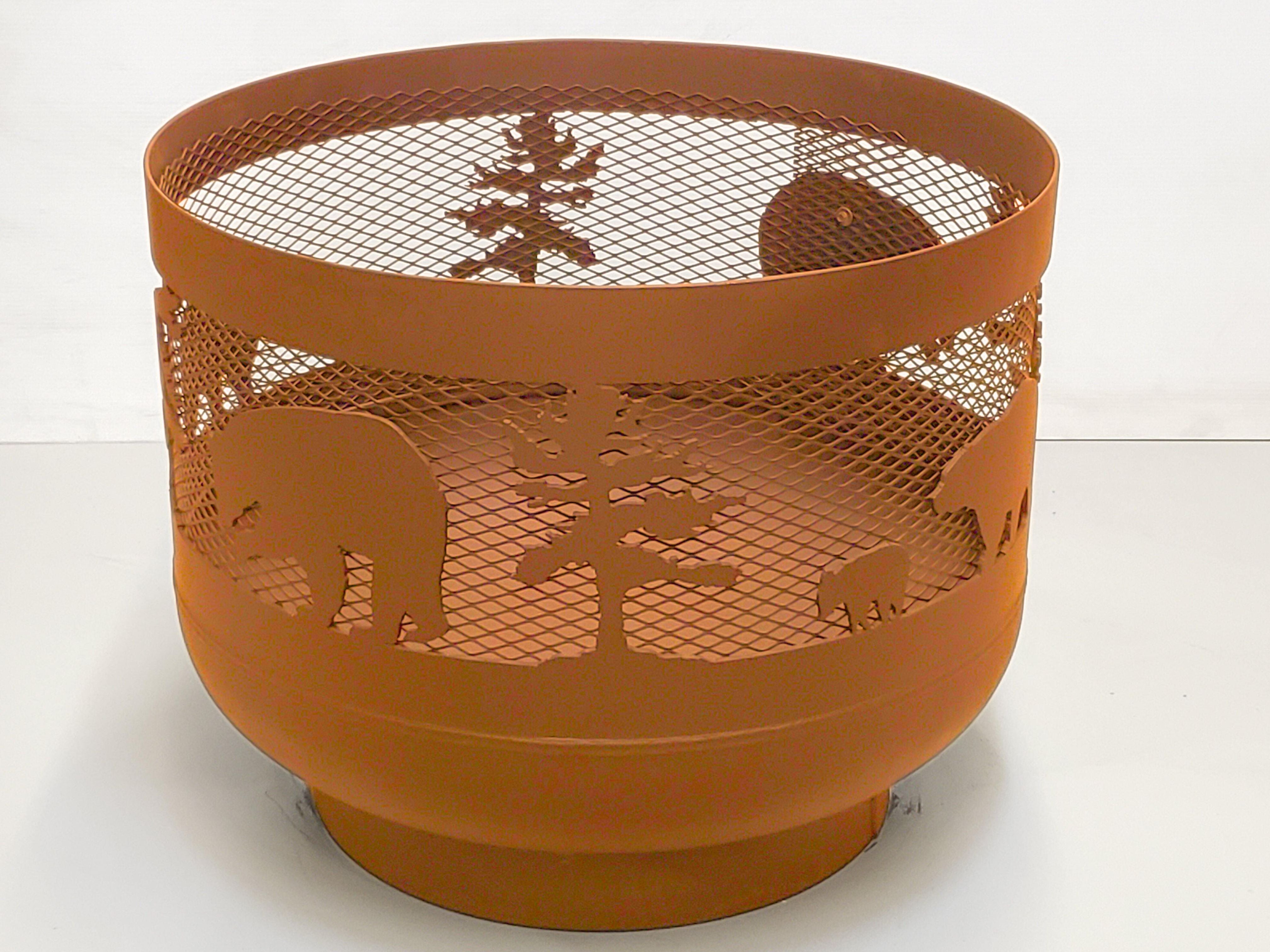 Standard Size Carved Fire Pit - Bear Family - Muskoka Fire Pits