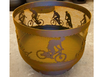 Load image into Gallery viewer, Standard Size Carved Fire Pit - Cyclists - Muskoka Fire Pits
