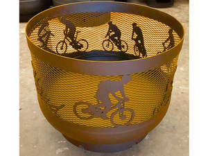 Standard Size Carved Fire Pit - Cyclists