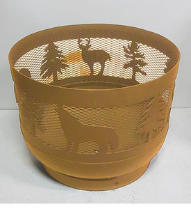 Standard Size Carved Fire Pit - Wild Life 1