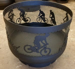 Load image into Gallery viewer, Standard Size Carved Fire Pit - Cyclists
