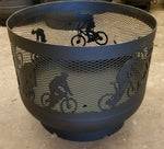 Load image into Gallery viewer, Standard Size Carved Fire Pit - Cyclists
