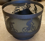 Load image into Gallery viewer, Standard Size Carved Fire Pit - Cyclists
