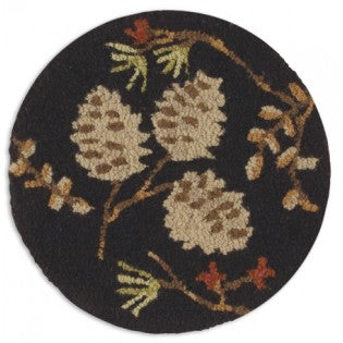 Rug Hooked Chair Pad- Pinecone