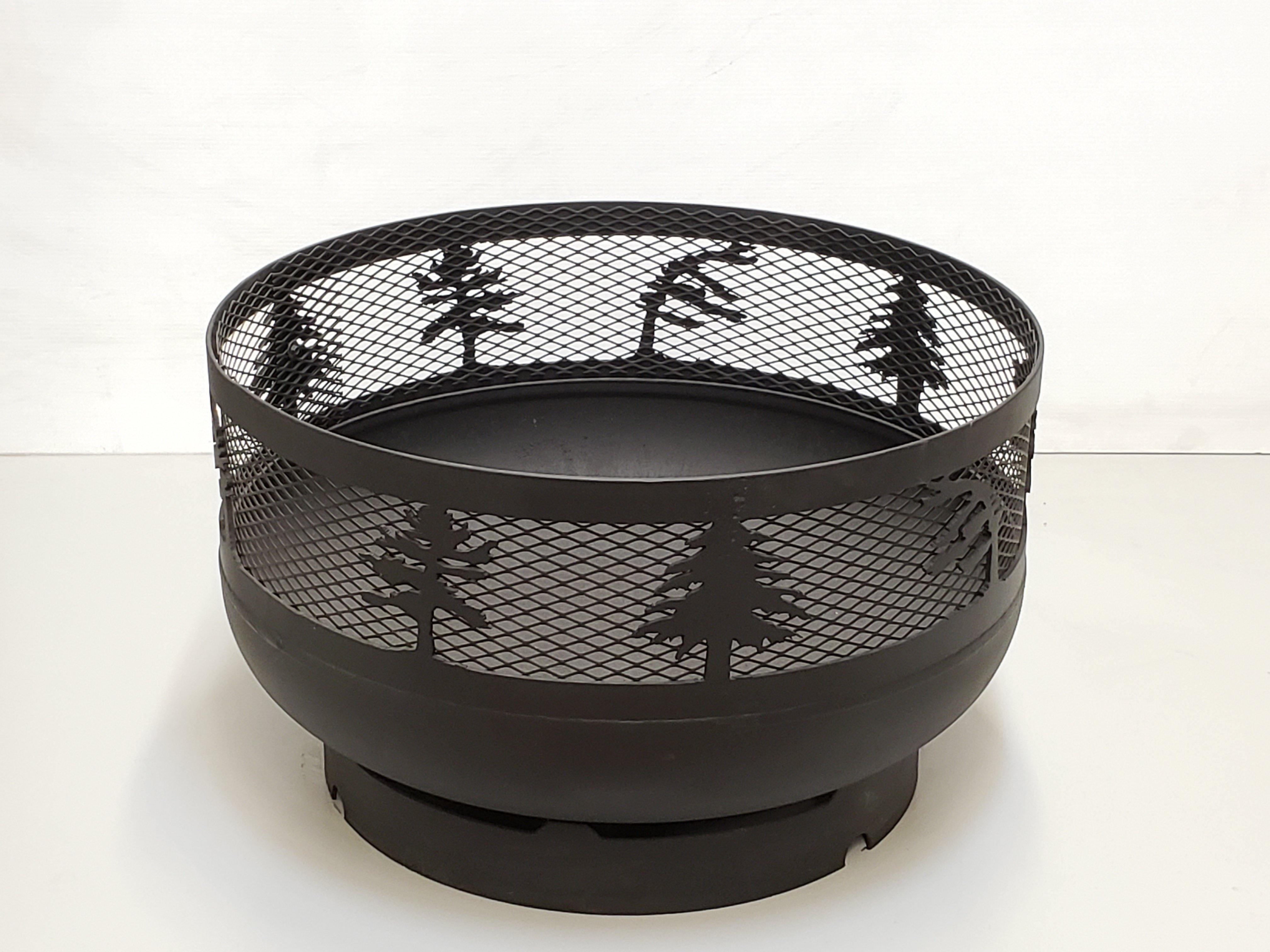 Low Profile Carved Fire Pit - Windswept Pine Trees - Muskoka Fire Pits