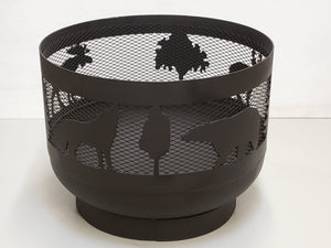 Standard Size Carved Fire Pit - Wild Life 1 - Muskoka Fire Pits