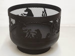 Load image into Gallery viewer, Standard Size Carved Fire Pit - Bears Roasting Marshmallows - Muskoka Fire Pits
