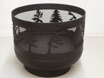 Load image into Gallery viewer, Standard Size Carved Fire Pit - Windswept Pine Trees - Muskoka Fire Pits
