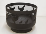 Load image into Gallery viewer, Standard Size Carved Fire Pit - Chickens - Muskoka Fire Pits
