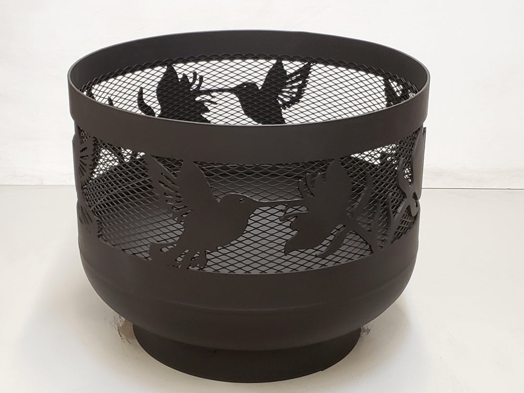 Standard Size Carved Fire Pit - Hummingbirds - Muskoka Fire Pits