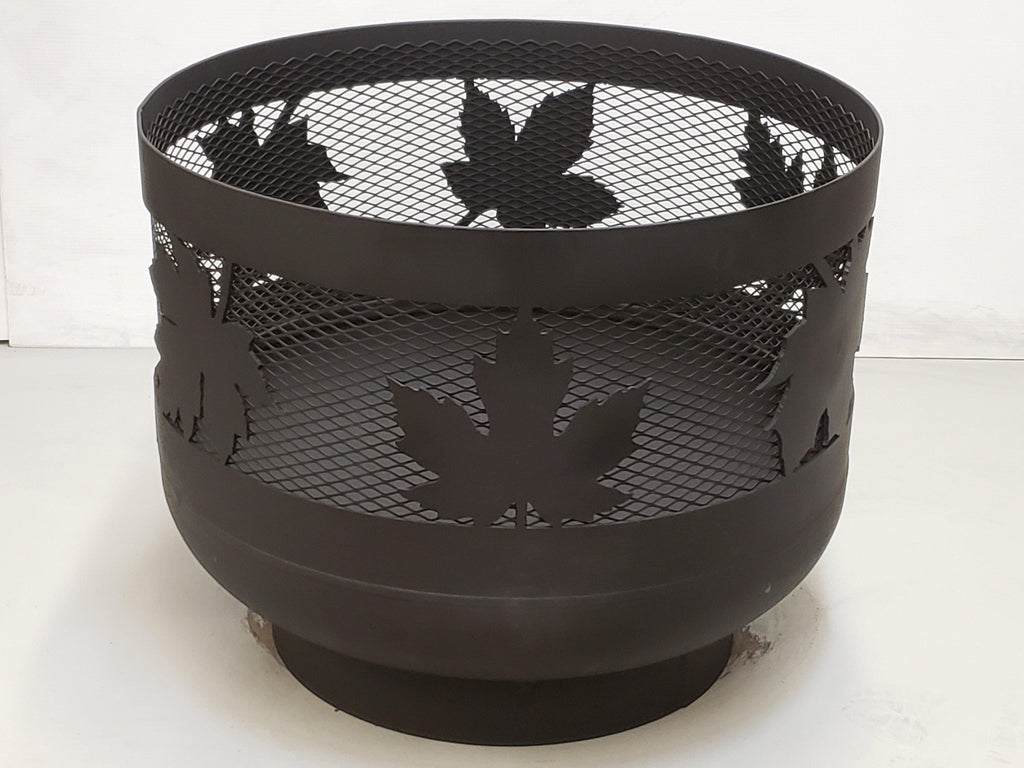 Standard Size Carved Fire Pit - Maple Leaf - Muskoka Fire Pits