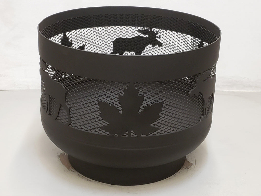 Standard Size Carved Fire Pit - Moose Maple Leaf - Muskoka Fire Pits