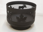 Load image into Gallery viewer, Standard Size Carved Fire Pit - Moose Maple Leaf - Muskoka Fire Pits
