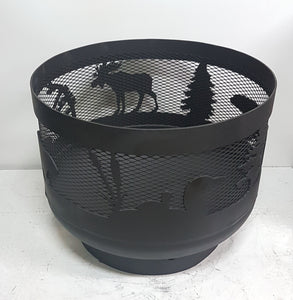 Standard Size Carved Fire Pit - Wild Life 2