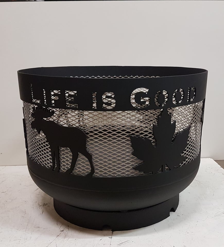 Standard Size Carved Fire Pit - Life is Good