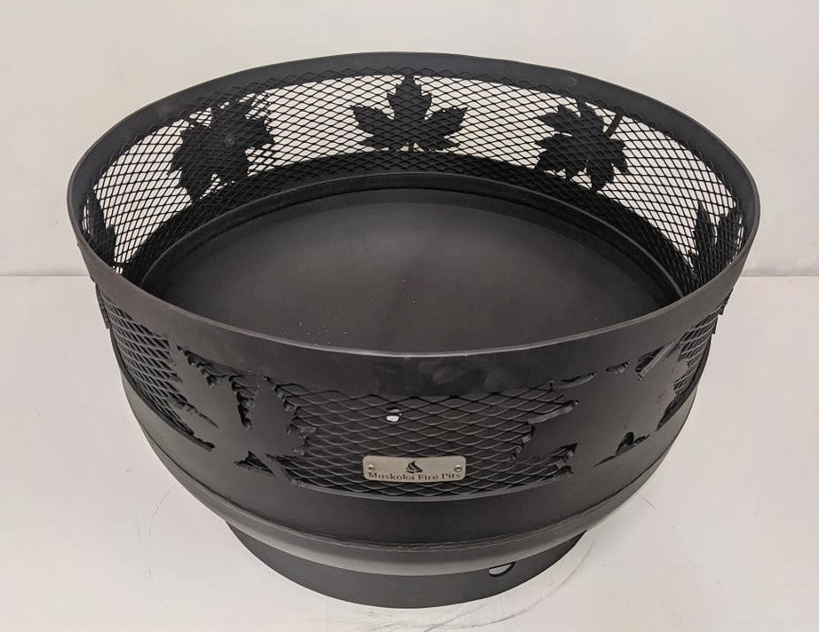 Low Profile Carved Fire Pit - Maple Leaf - Muskoka Fire Pits