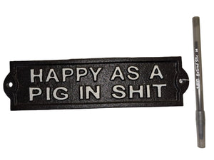 Cast Iron Sign: Happy as a Pig