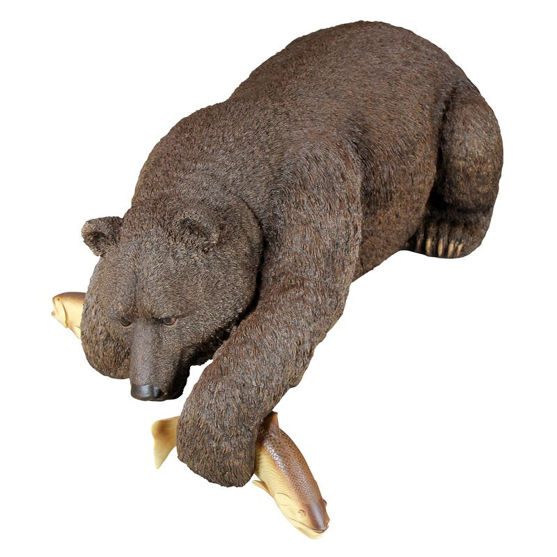 Outdoor Brown Bear Fishing Statue