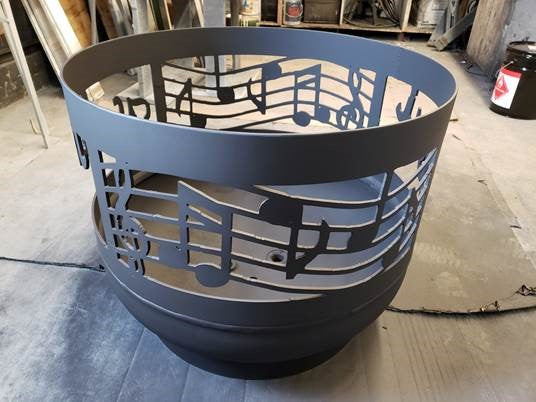 Standard Size Carved Fire Pit- Music Notes